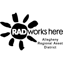 Logos for Regional Allegheny District, Pennsylvania Council on the Arts, Andy Warhol Foundation, Wyndham Grand Pittsburgh Downtown, and Nova Chemicals