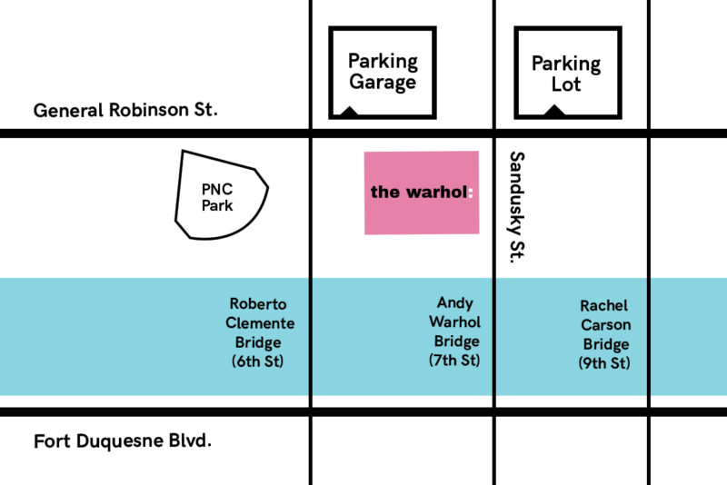 Map showing the general location of The Andy Warhol Museum. The Warhol is located on Pittsburgh's North Side at the intersection of Sandusky Street and General Robinson Street.